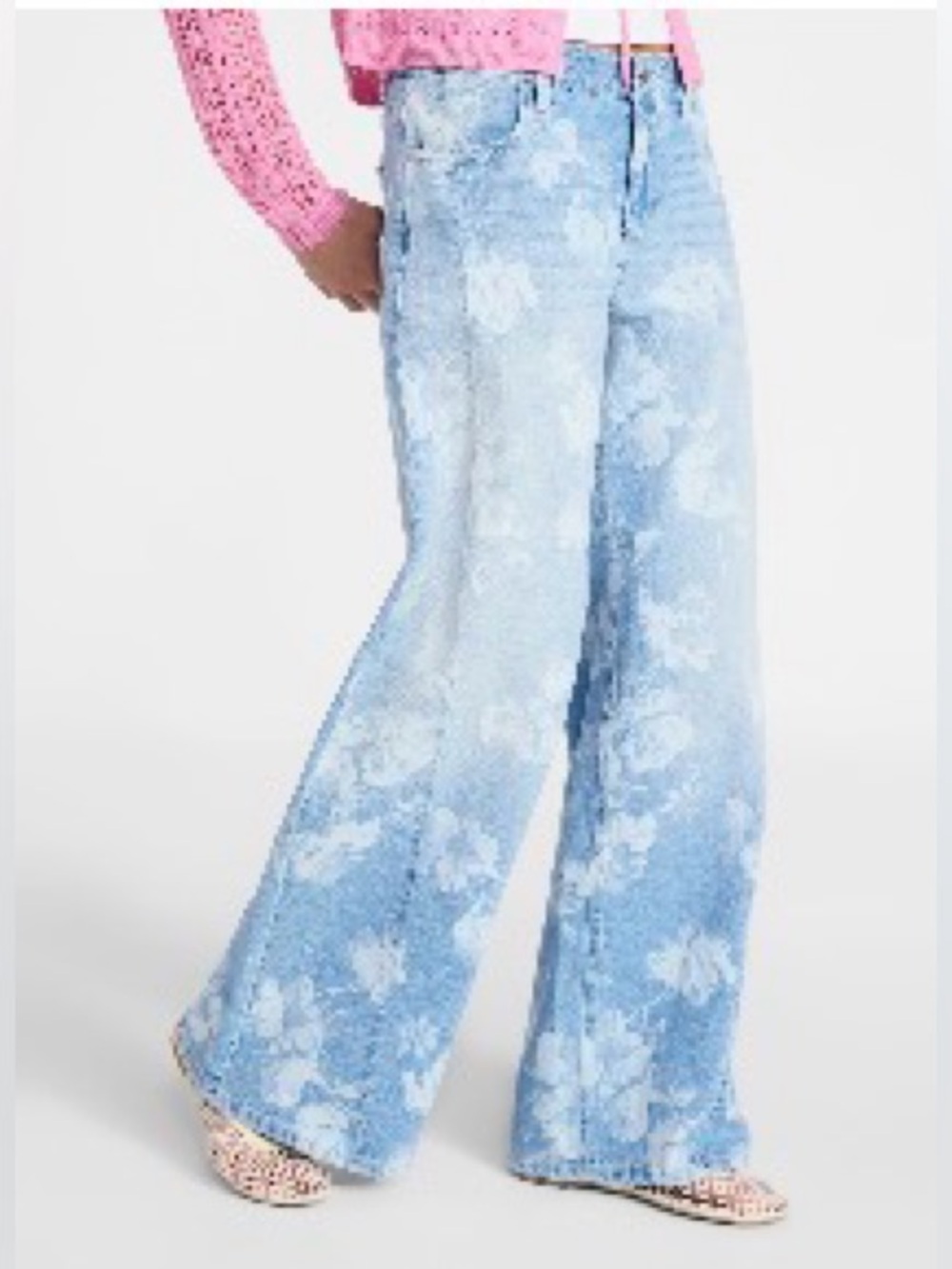 No Boundaries - Blue Floral Wide-Leg Jeans